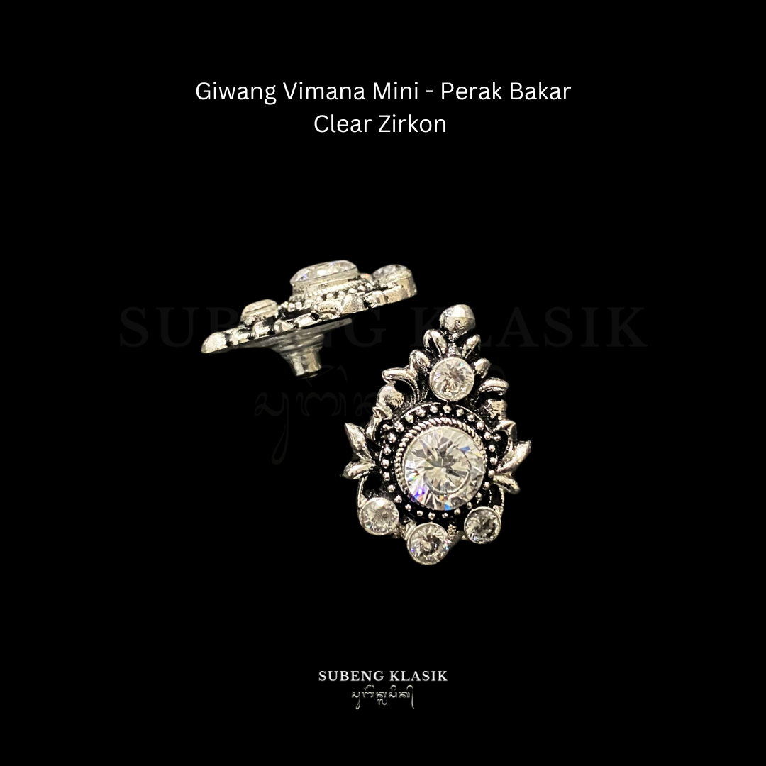 Vimana - Anting Vimana Mini (Permata Clear - Perak Bakar)