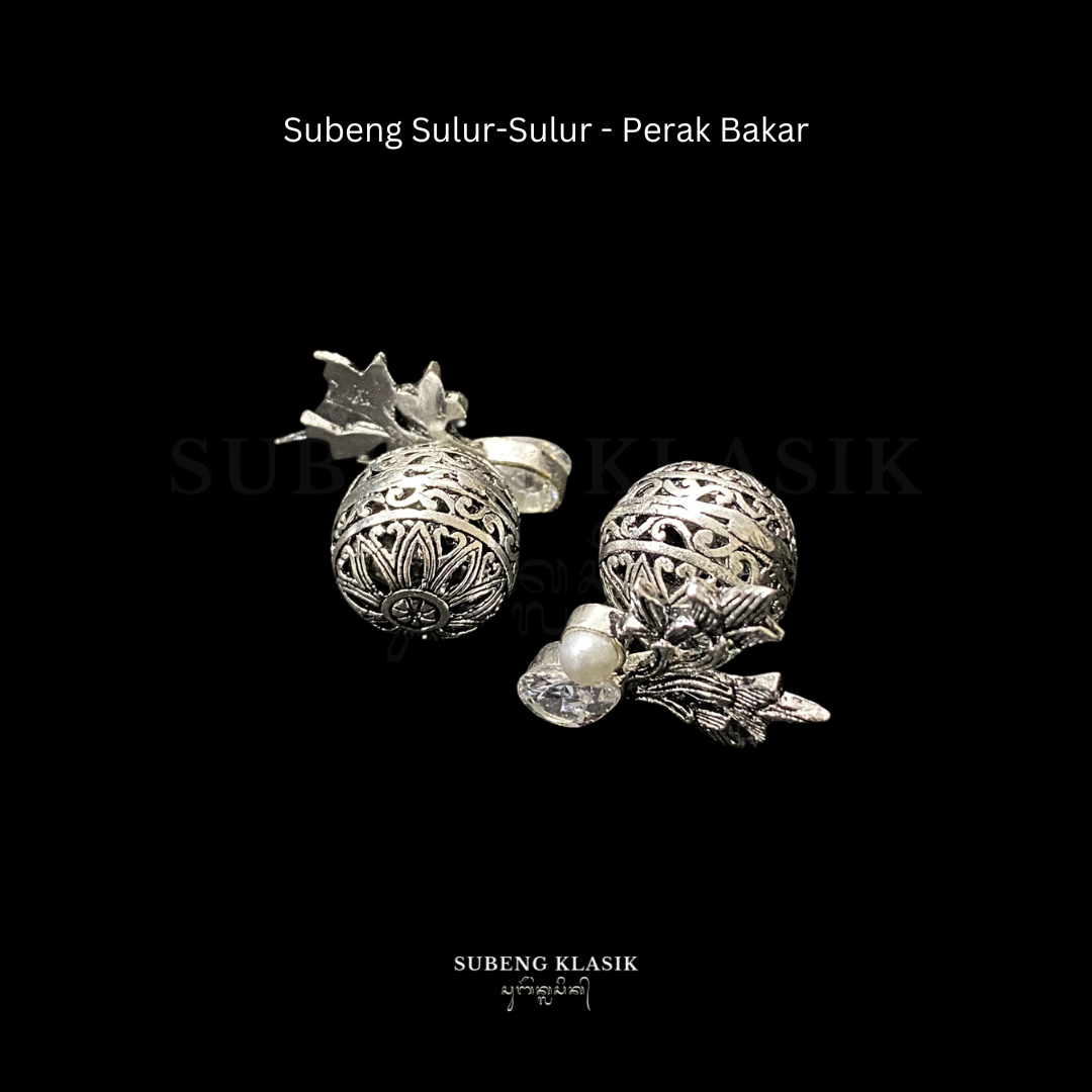 Sulur-Sulur -  Anting Sulur (Permata Clear - Perak Bakar)
