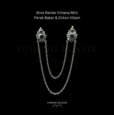 Vimana - Bros Rantai Vimana Mini (Permata Hitam - Perak Bakar)