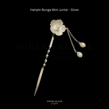 Anggrek - Hairpin Mini Bunga Juntai (Permata Mutiara - Silver)